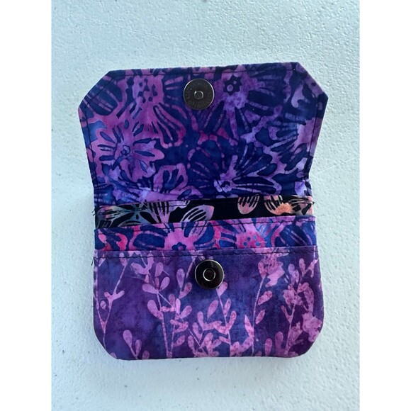 Unbranded Floral Batik Dyed Snap Button 3 Compartment Cards Cash Mini Pouch - Picture 5 of 6